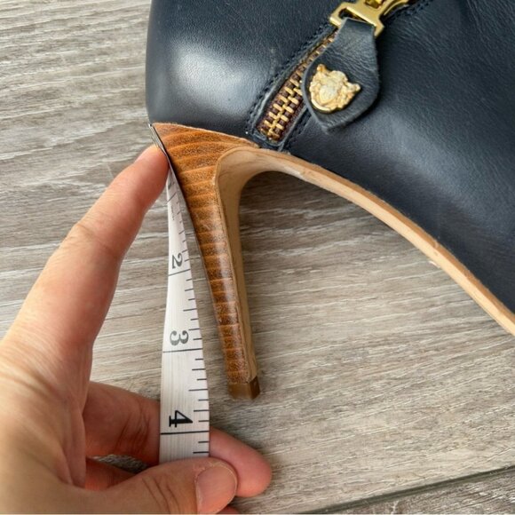 Pedro Miralles Navy Smooth Leather Open Toe Heeled Bootie Made in Spain - Picture 13 of 14